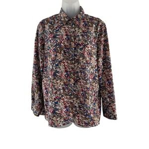 Gerard Darel Shirt Womens 42 Multicolor Floral Button Front Long Sleeve Blouse